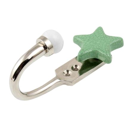 Green Star Crackle Ceramic Hook